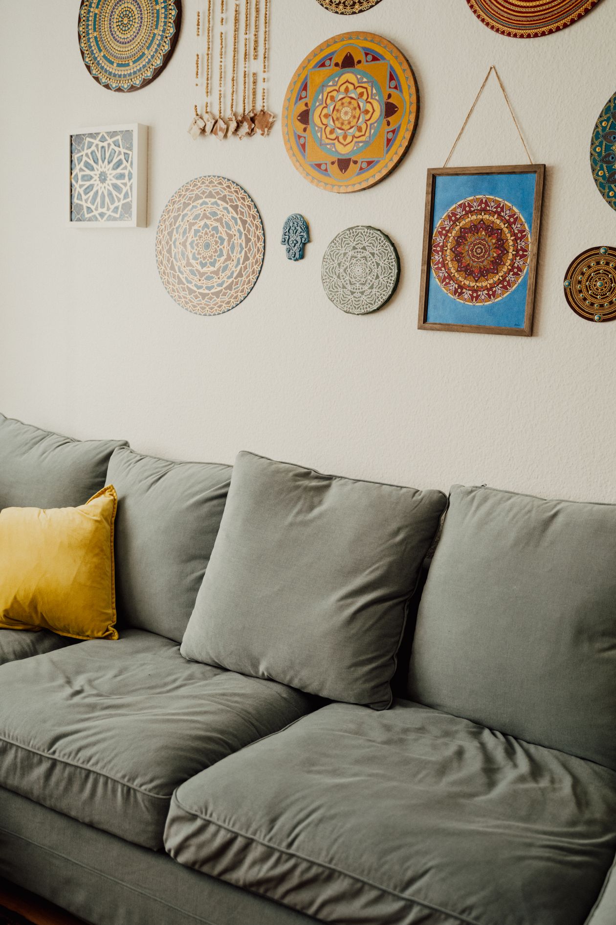 DIY wall decor and wall design ideas with handmade art in a bright room
